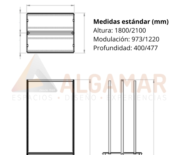 MODULO INICIAL Gondola Central Semipesado dos caras 2 ALGAMAR 1 595x516